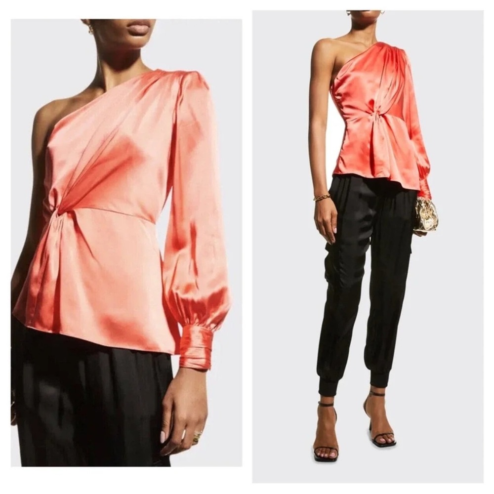 Cinq a Sept Stace Coral One-Shoulder Women's Top